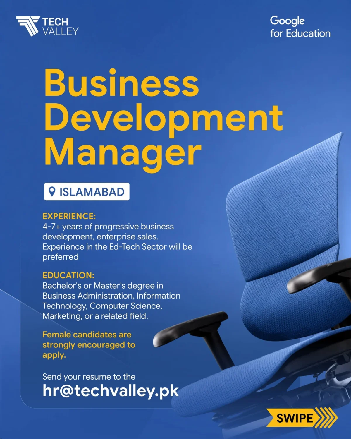 Business Development Manager Job at Tech Valley in Islamabad
