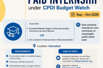 CPDI Budget Watch Paid Internship in Islamabad – September–October 2026