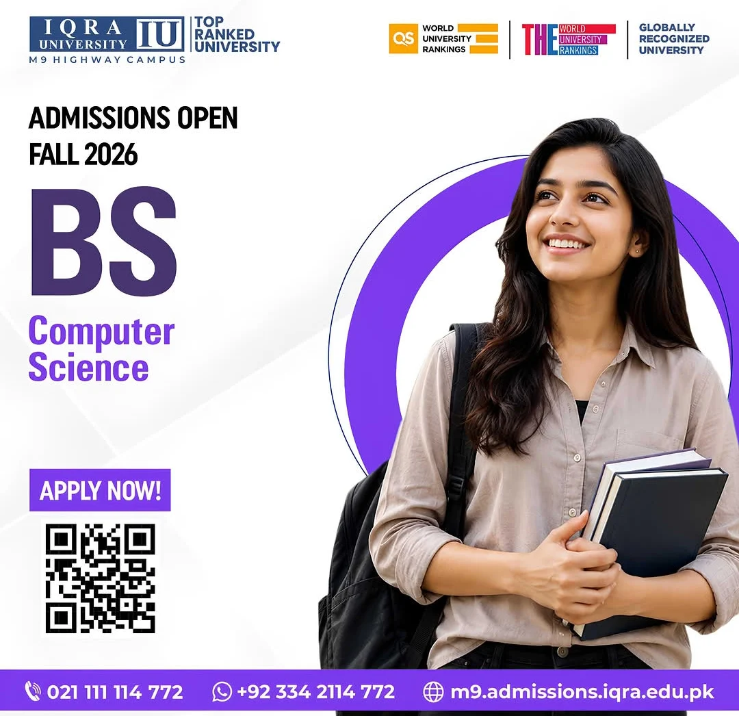 Iqra University BS Computer Science Admissions Open for Fall 2026
