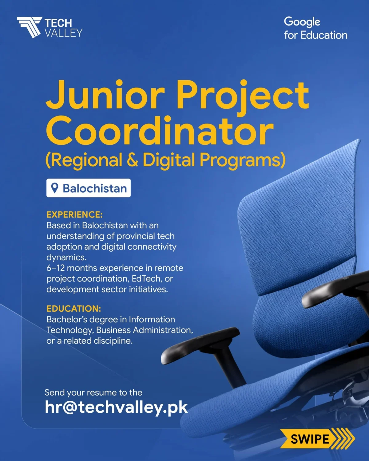 Junior Project Coordinator – Regional & Digital Programs in Balochistan