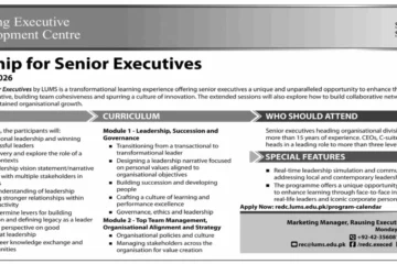 Leadership for Senior Executives Programme at LUMS — October 12–18, 2026