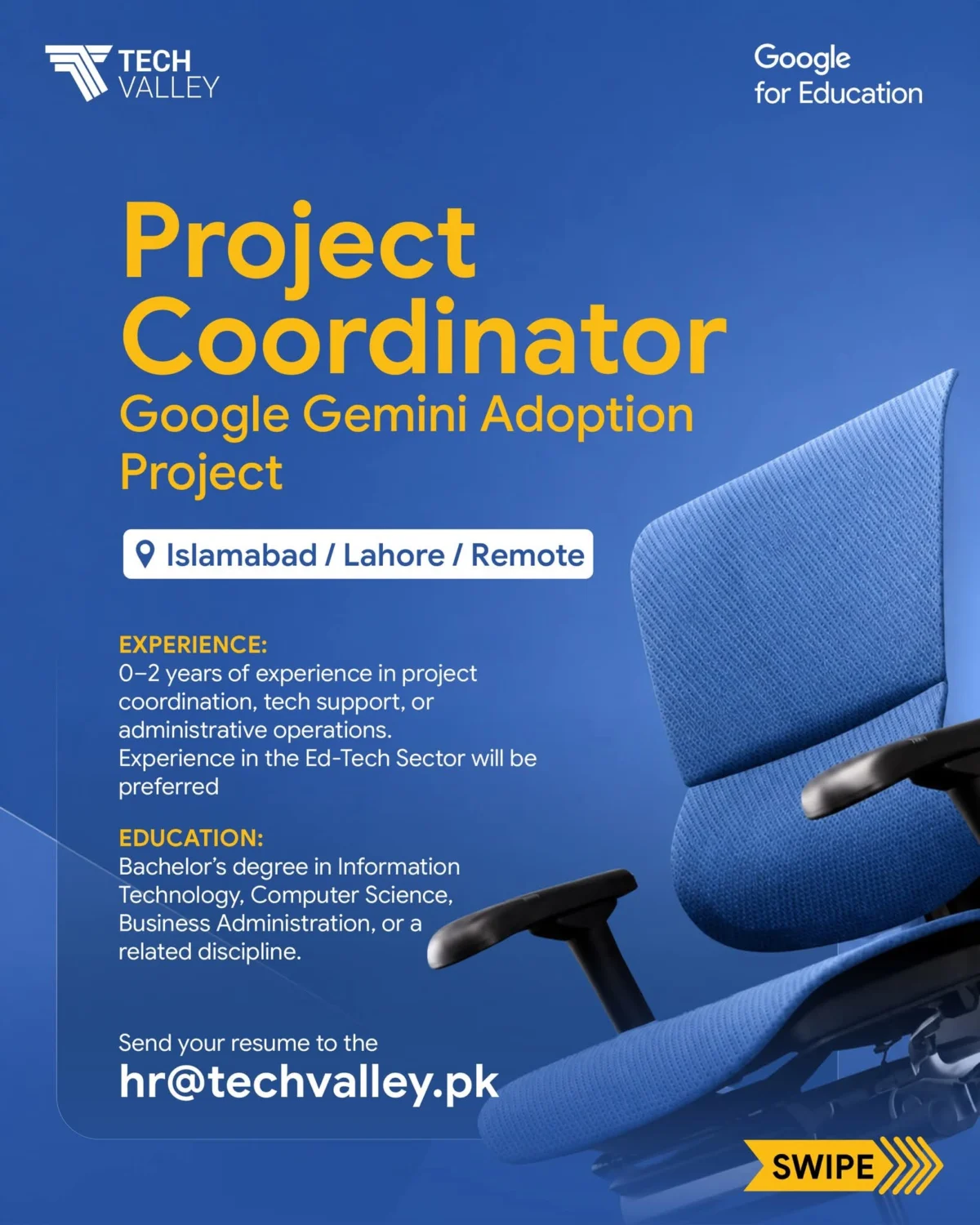 Project Coordinator – Google Gemini Adoption Project at Tech Valley