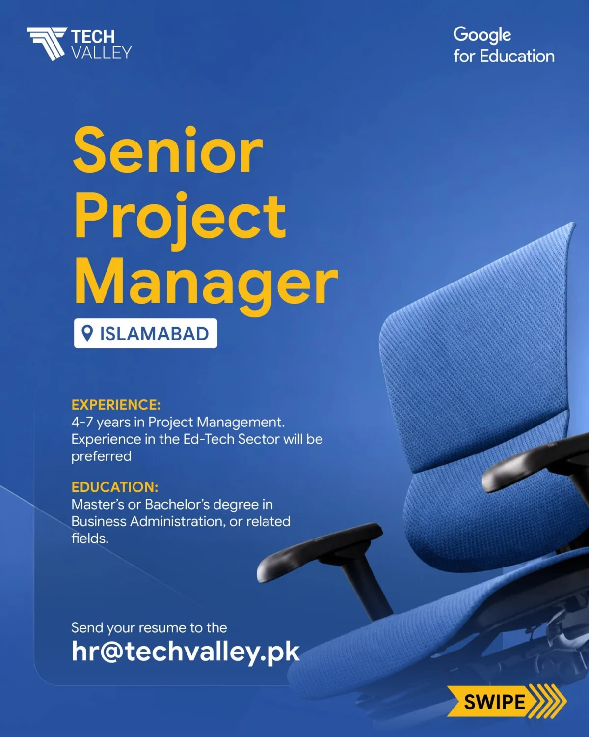 Senior Project Manager Job in Islamabad at Tech Valley