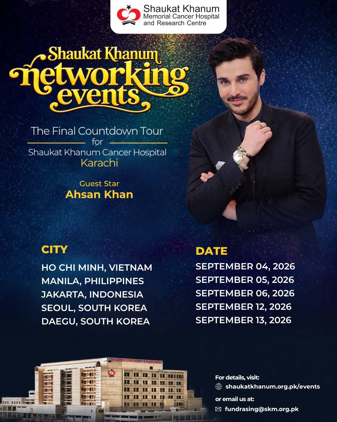 Shaukat Khanum Networking Events: Final Countdown Tour 2026 with Ahsan Khan