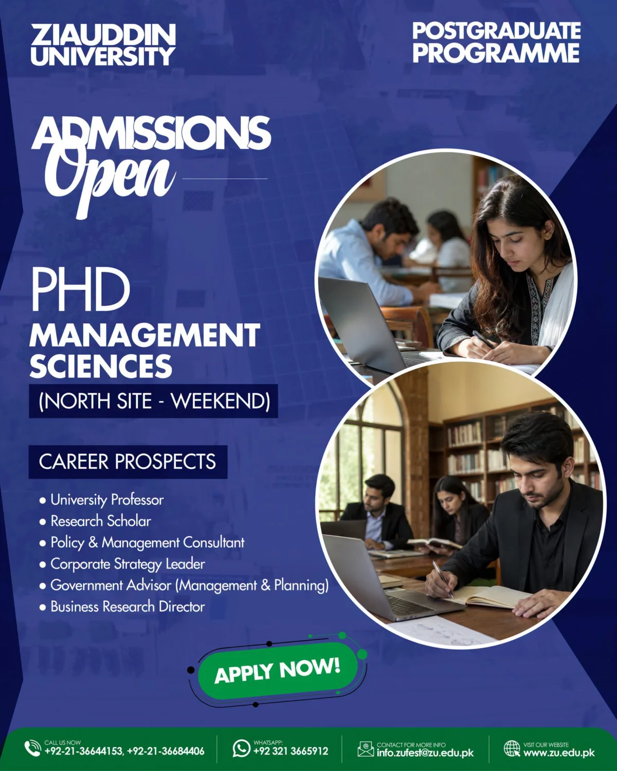 Ziauddin University PhD Management Sciences Admissions Open – North Site Weekend Programme